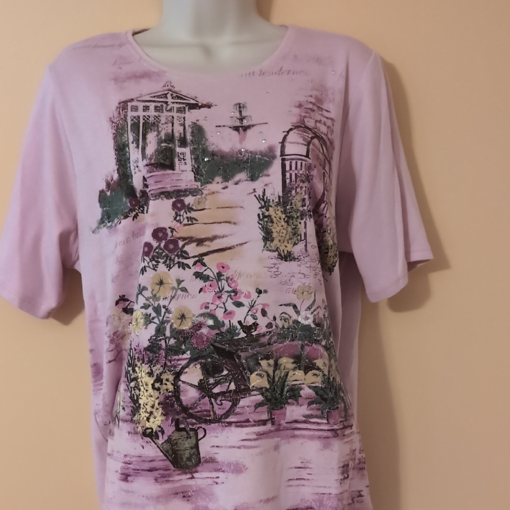 NWOT Lavender Bon Worth Floral Short Sleeve Top